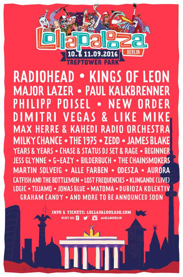 Lollapalooza Berlin 2016 lineup first