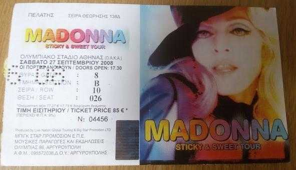 Madonna Athens 2008 ticket