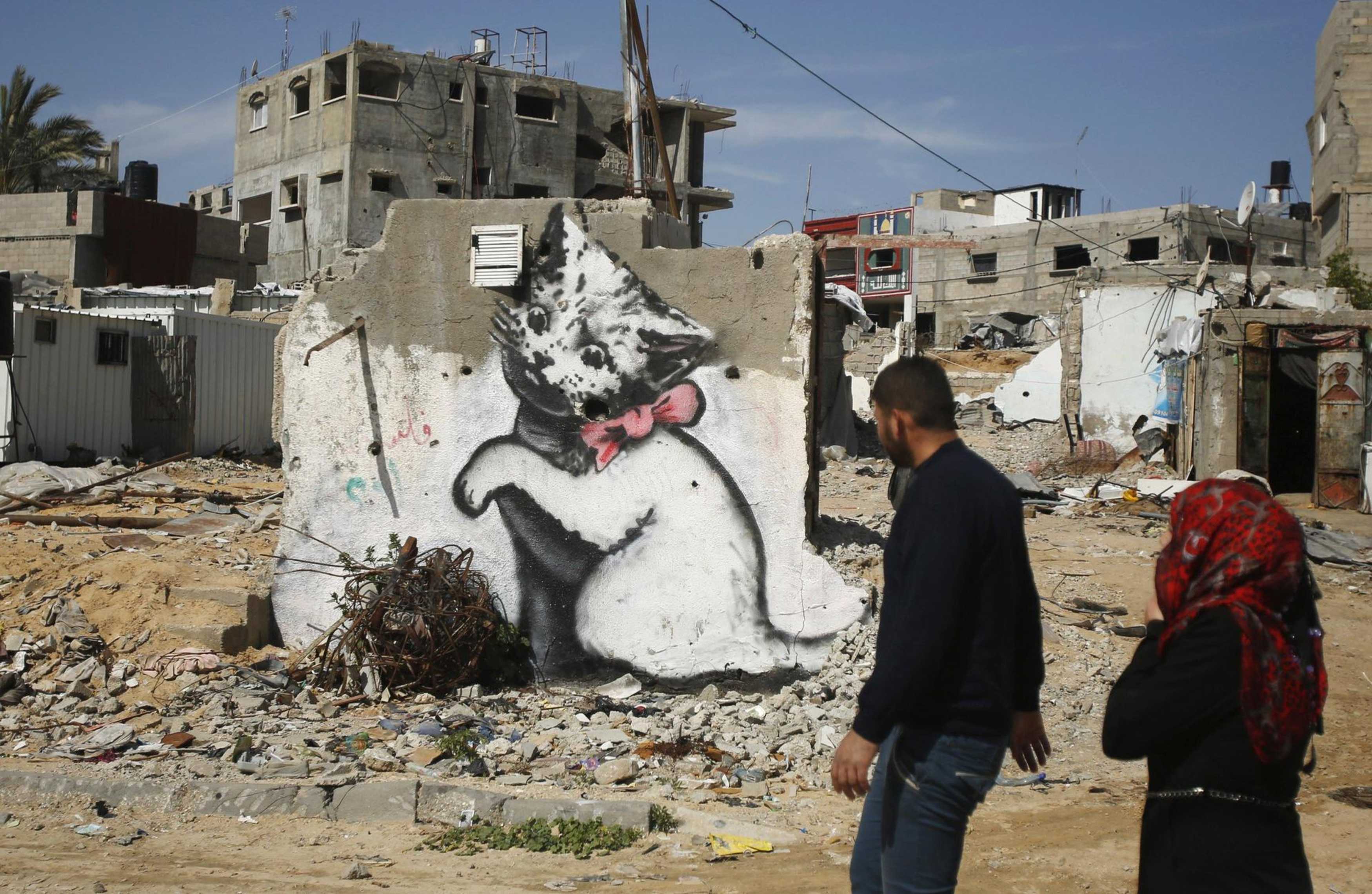 Banksy cat Gaza